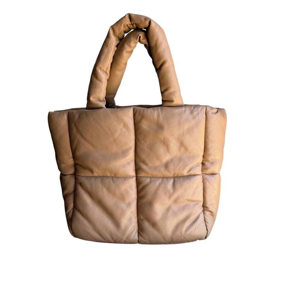 Stand Studio Rosanne Puffer Tote Camel Quilted Bag Designer